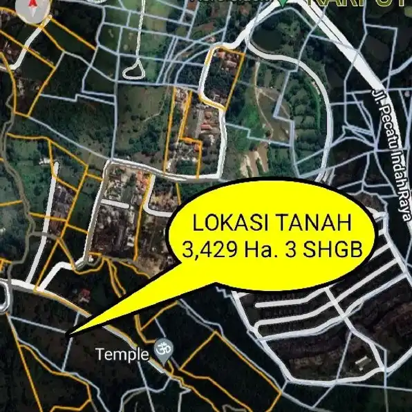 Dijual 3,429 Ha. Jl. Goa Kelangan Labuansait Pecatu Graha Kuta Selatan