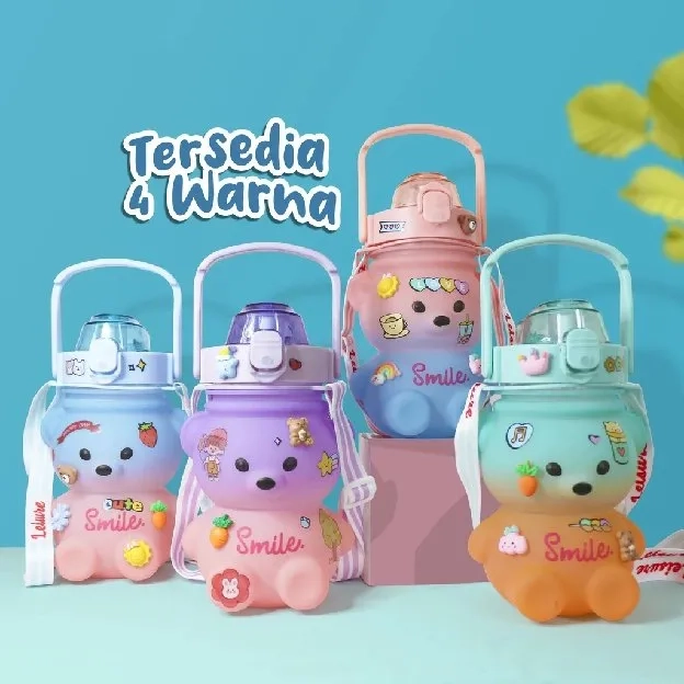 Botol Minum 1100ML / Free Sticker 2D & 3D / Viral Murah Warna Bottle Bentuk Boneka