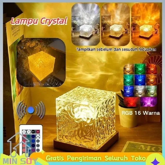 Lampu Meja Led/Lampu Tidur Led/Lampu Meja Kristal/Lampu Meja Crystal Diamond Adjustable RGB 16 Warna