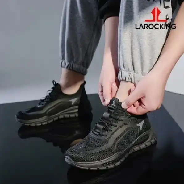 Larocking - Eclipse Hitam Polos | Sepatu Sneakers Running Gym Shoes