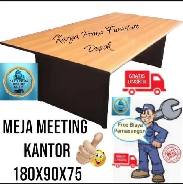 Meja Meeting Rapat Kantor ukuran 180x90x75 kuat dan awet spesial 1.400.000 free ongkir free pasang 