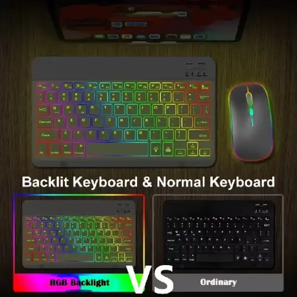 Backlit Backlight Wireless Keyboard And Mouse LED Colorful Bluetooth Keyboard For iPad Laptop Androi