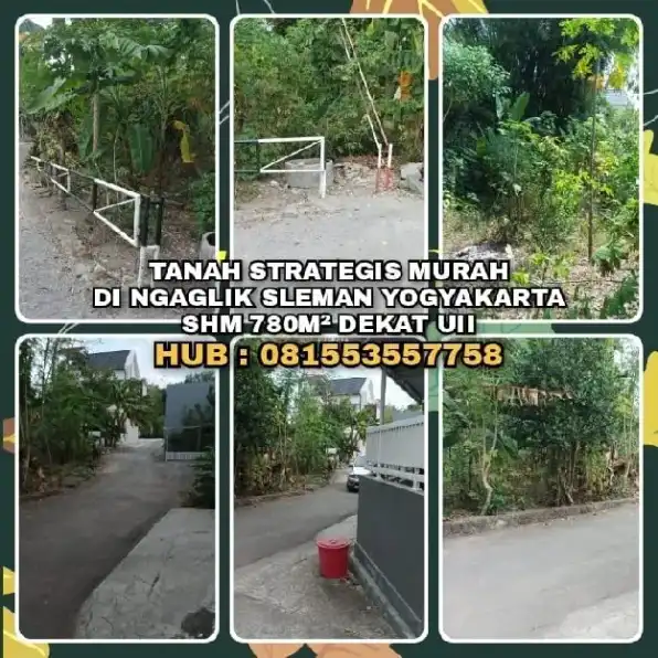 DIJUAL TANAH STRATEGIS MURAH DI NGAGLIK SLEMAN.SHM 780M² DEKAT UII. H: 081553557758>> 