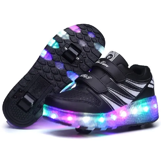 Sepatu Roda Heelys LED Anak Perempuan Lampu USB Pengisian Daya Dewasa Dalam Stok