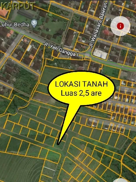 Dijual 2,5 are, Jl. Yeh Gangga I Bongan Pantai Kedungu Kediri Tabanan