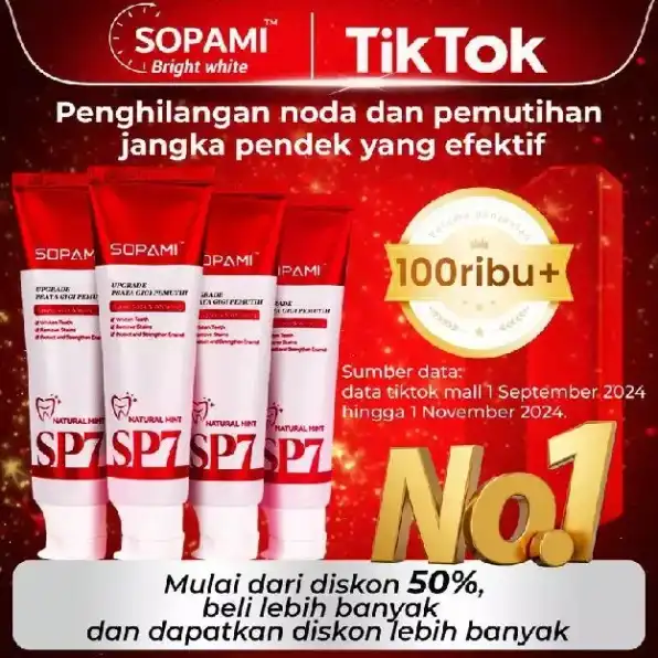 100% ASLI | SOPAMI Pemutih Gigi No.1 SP7 untuk Kesehatan Mulut dan Gusi Pasta Gigi Probiotik Nafas