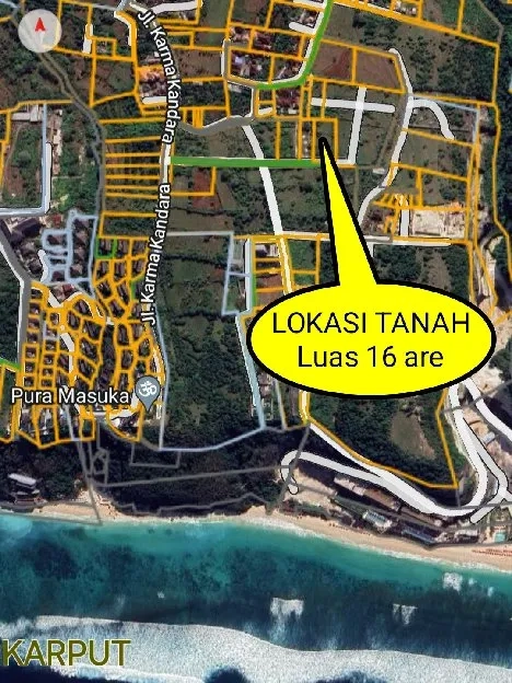 Dijual 16 are, Jl. Karmakandara FULL VIEW Pantai Melasti Ungasan Kuta Selatan