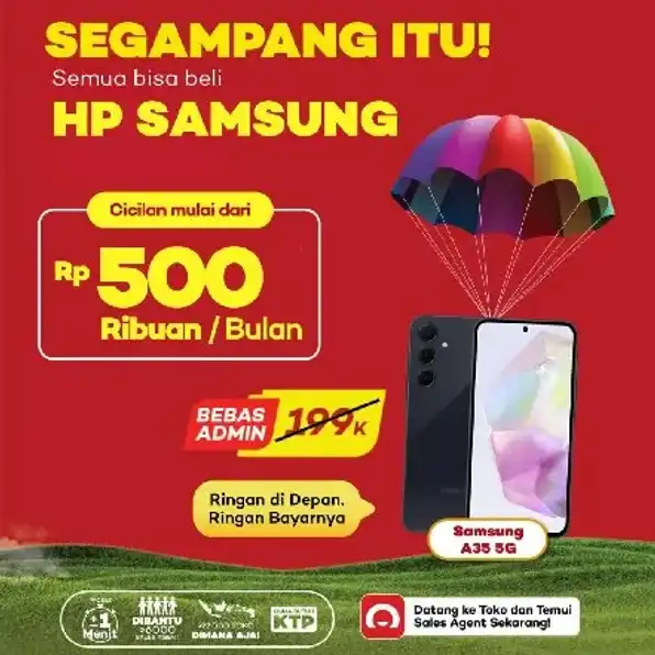 Kredit Hp, tanpa Kartu Kredit cukup KTP aja, Segampang itu nyicil Samsung A35, Bebas cicilan 1x