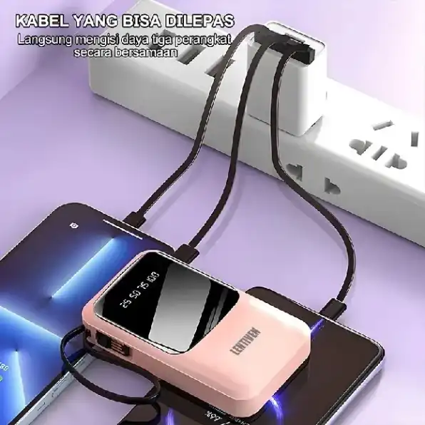 Powerbank 30000mAh Mini With 4 Kabel Data Usb Fast Charging