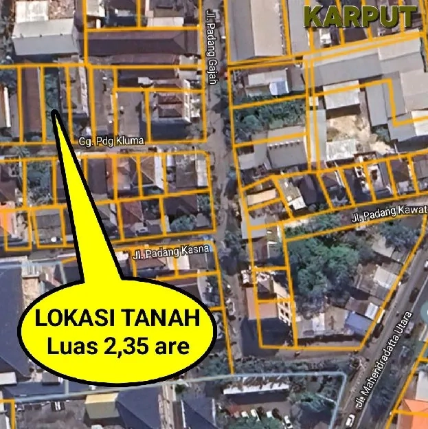 Dijual 2,35 are, Jl. Padang Gajah Utara BALIMED Mahendradata Denpasar