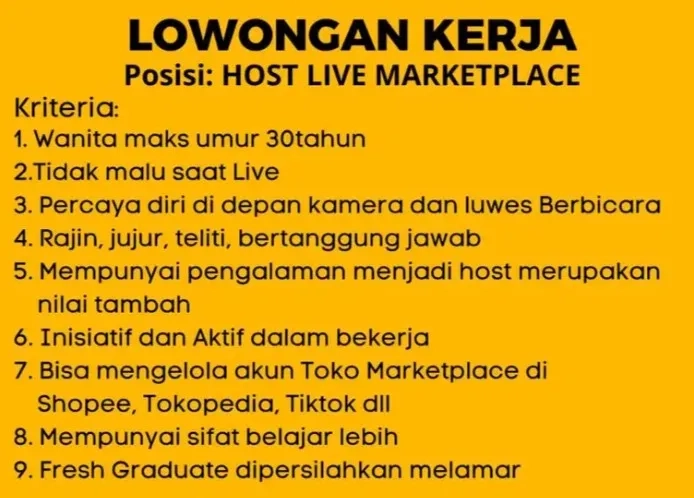 HOST LIVE STREAMING FULL TIME DI LAMPUNG