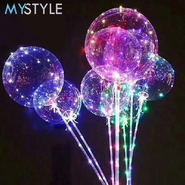 BOBO BALON 12/18/24/36 INCH (HANYA BALON SAJA) TRANSPARAN LED BALON LAMPU TUMBLR BALON PVC