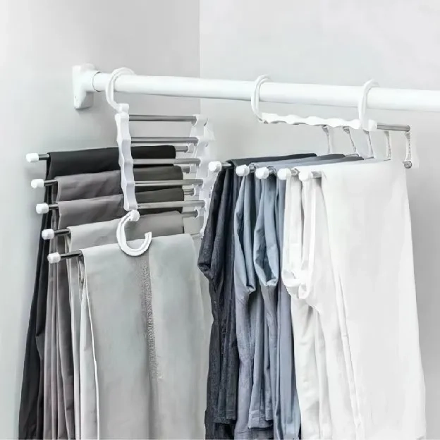 Gantungan Stainless 5 in 1 Trousers Hanger Baju Celana Jilbab Syal Hemat Tempat Termurah