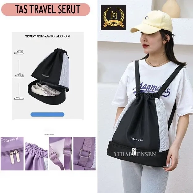 Tas Travel Ransel Model Serut Anti Air Tas Fitness Pria Wanita Fashion