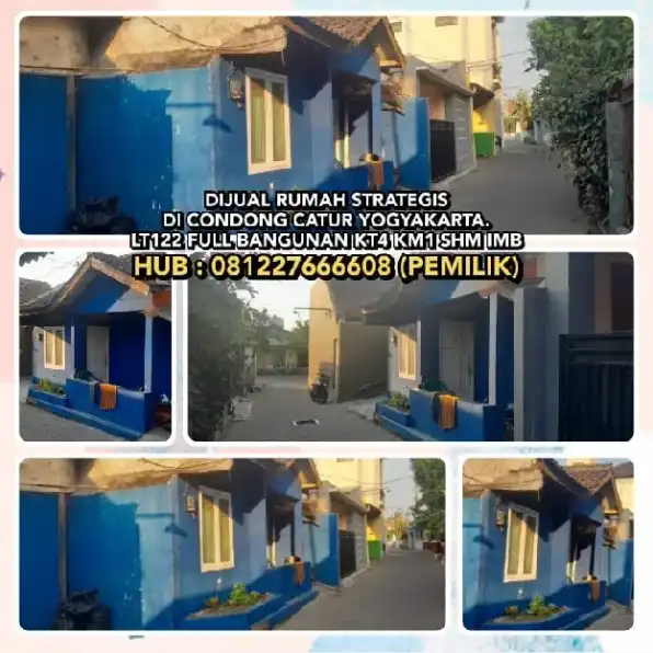 DIJUAL RUMAH STRATEGIS DI CONDONG CATUR YOGYAKARTA.LT122 FULL BANGUNAN KT4 KM1 SHM IMB.