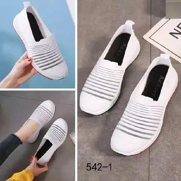 Sepatu Slip On Wanita Print Garis - dmn