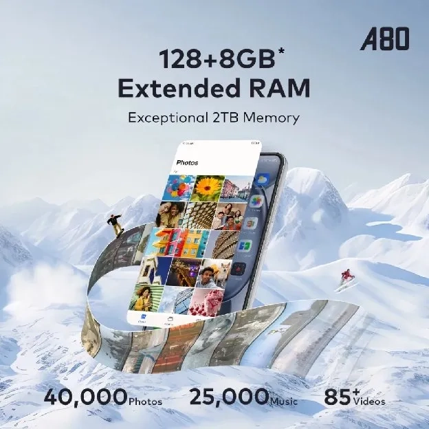 itel A80 4+4/128GB Memory - 50MP Super HDR Camera - Pioneering Design - 6.7" Punch Hole with Dynamic