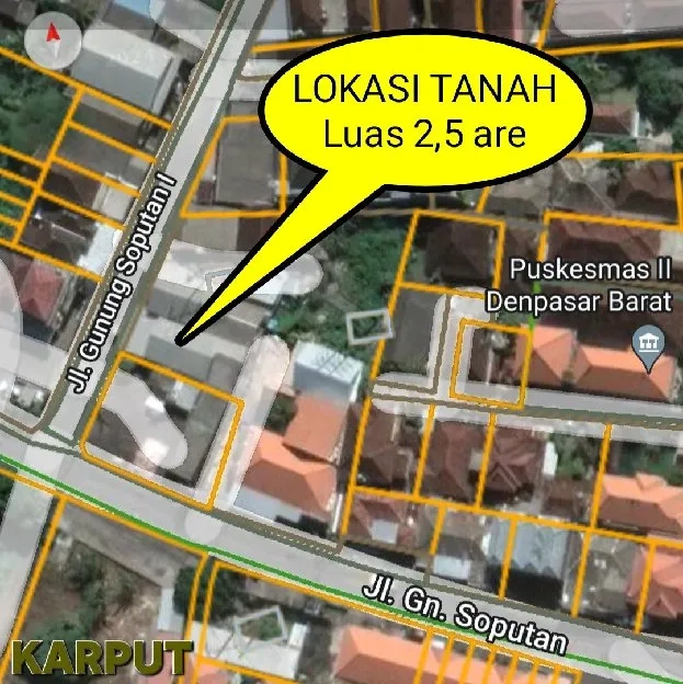 Dijual 2,5 are, Jl. Gunung Soputan I Mahendradata Pemecutan Klod Denpasar