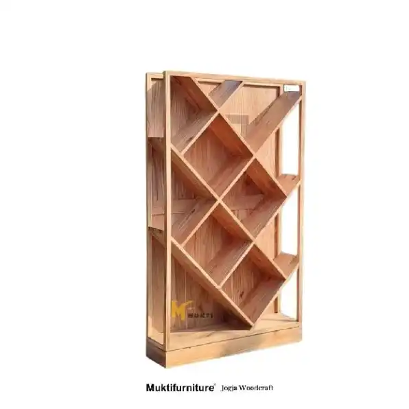 Rak Buku Premium Kayu Jati Estetik Ukuran 100x25x165 cm, Bookshelve Teak Wood Aesthetic