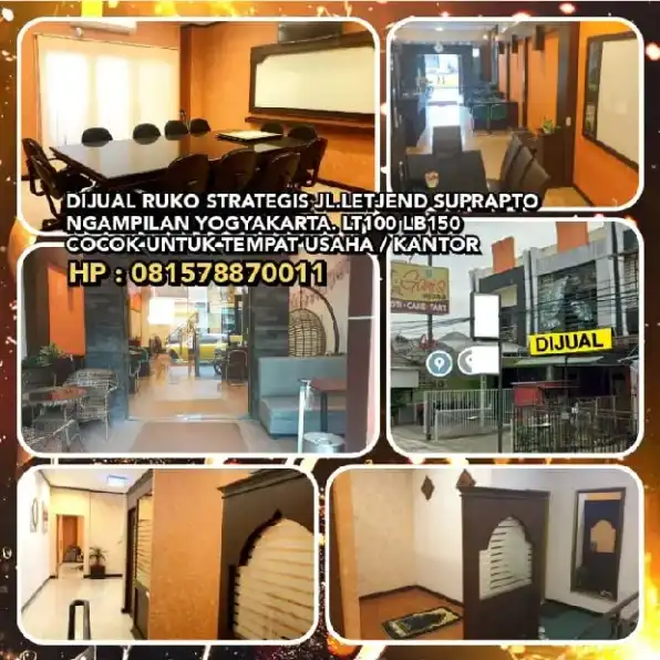 DIJUAL RUKO STRATEGIS JL.LETJEND SUPRAPTO NGAMPILAN YOGYAKARTA. LT100 LB150. COCOK UNTUK USAHA