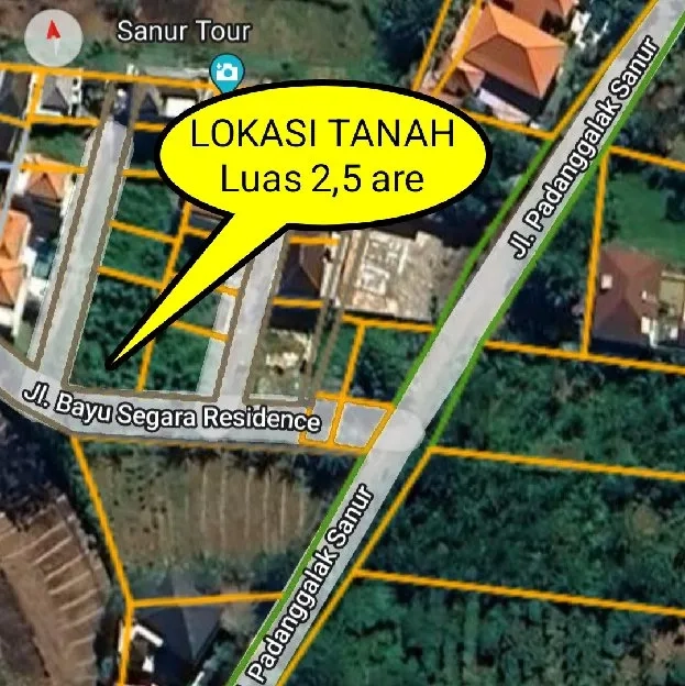 Dijual 2,5 are, Jl. Bayu Segara Residence Padang Galak Sanur Denpasar