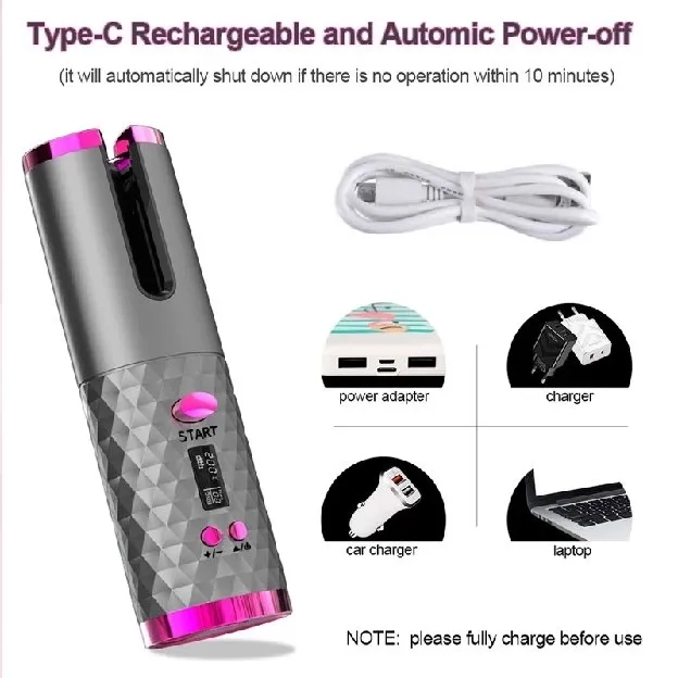 Cordless Automatic Hair Curler / Pengeriting rambut berputar Wireless otomatis, pengeriting rambut t