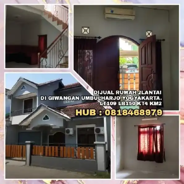 DIJUAL RUMAH 2LANTAI DI GIWANGAN UMBULHARJO YOGYAKARTA.LT109 LB150 KT4 KM2.H: 0818468979>> 