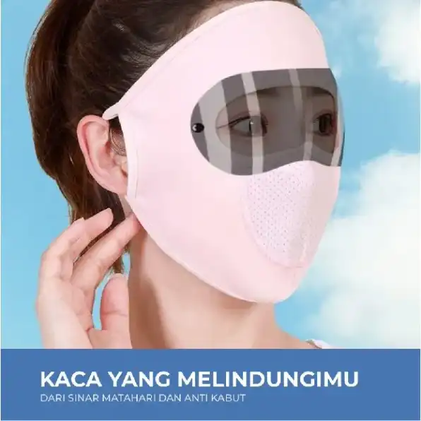 Masker Kacamata Pelindung Wajah Anti UV Adjustable Cycling Outdoor Full Face 2 In 1