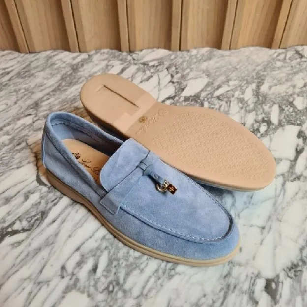 Sepatu loro piana Summer Chalk Loafers Sepatu Wanita blue