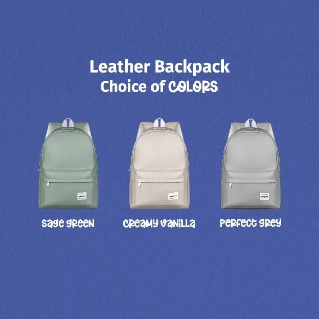 Basic Leather Backpack - Tas Ransel Kulit Sekolah Serbaguna