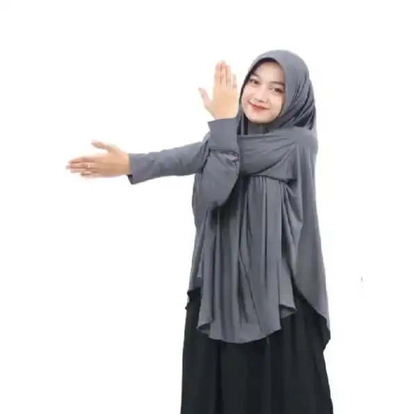 Kerudung Lengan Polos ANJANI KHALISSA Hijab Bergo Tangan Panjang Jilbab Lengan Instan Jumbo Jersey