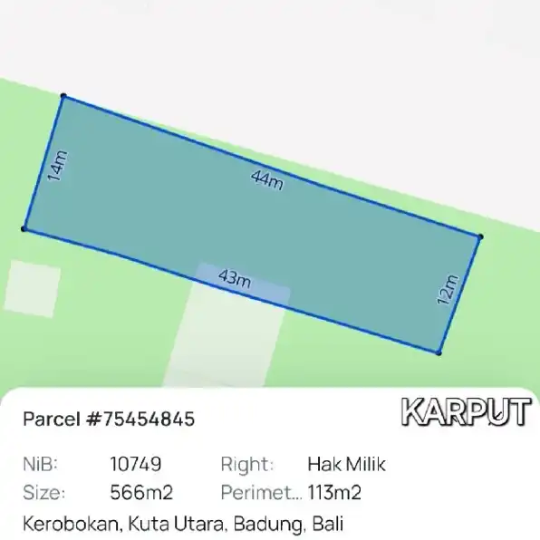 Dikontrakan 5,66 are, Jl. Bumbak Gg. Pulau 79 Kerobokan Kuta Utara