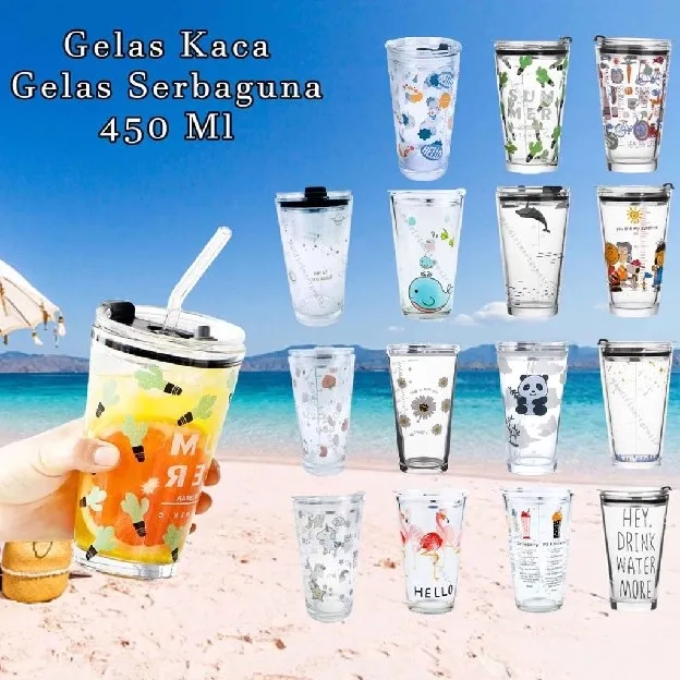 Gelas susu, gelas jus, gelas air, gelas teh ,gelas ukur 450ML