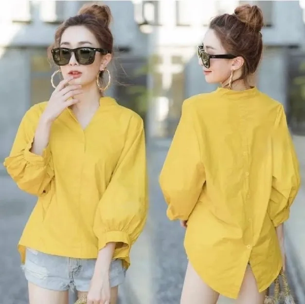 ec Blouse Pinguin Poplin JUMBO Mustard l atasan fashion baju blouse wanita