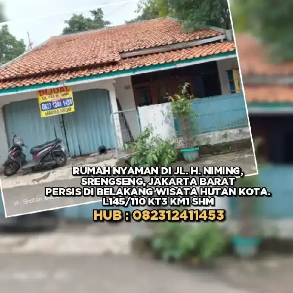 RUMAH NYAMAN DI JL. H. NIMING, SRENGSENG, JAKARTA BARAT. PERSIS DI BELAKANG WISATA HUTAN KOTA