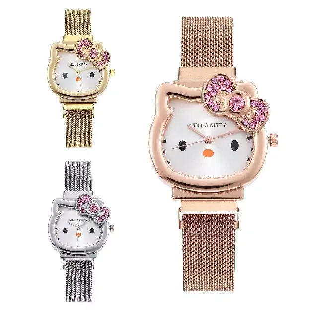 Jam tangan wanita rantai magnet Hello Kitty jam HK jam cewek kualitas super watch