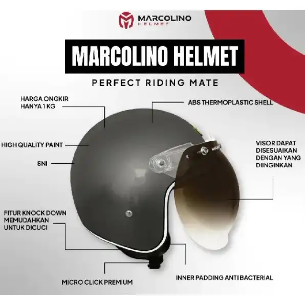 Helm Bogo Retro Marcolino Classic Edition SNI