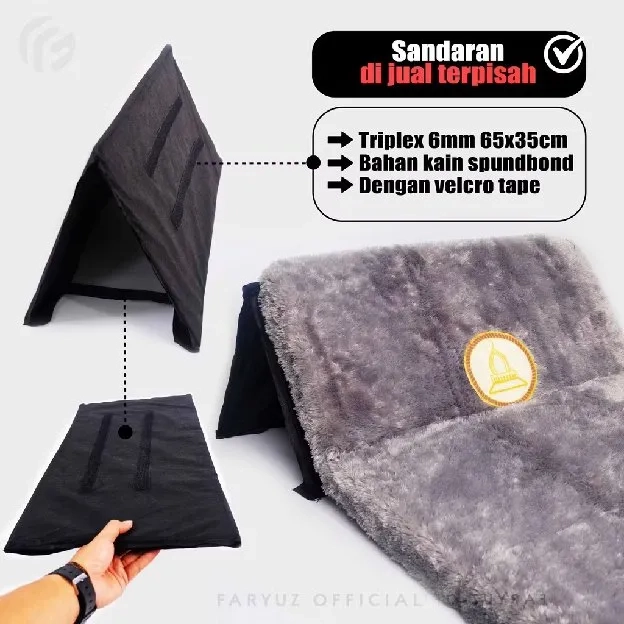 Sajadah Lipat / Sandar Sejadah Tebal 5cm Bahan Bulu Rasfur Empuk Sandaran