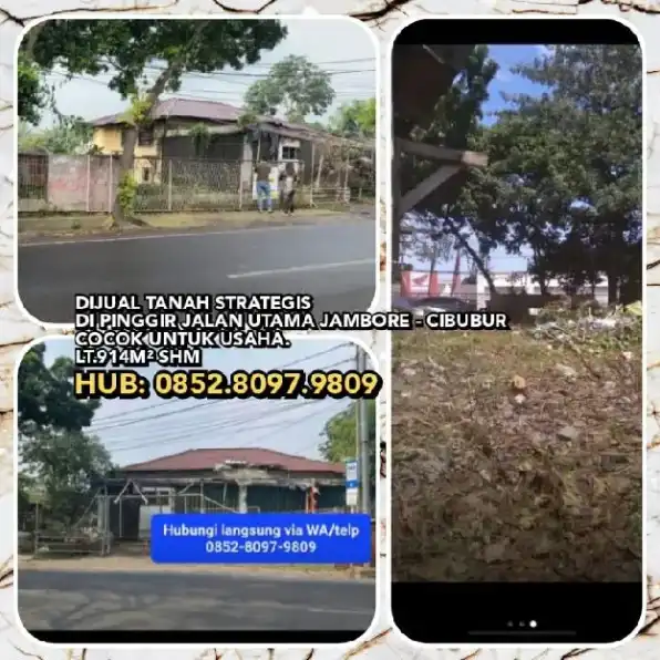 DIJUAL TANAH STRATEGIS DI PINGGIR JALAN UTAMA JAMBORE - CIBUBUR. COCOK UNTUK USAHA.LT914 SHM.