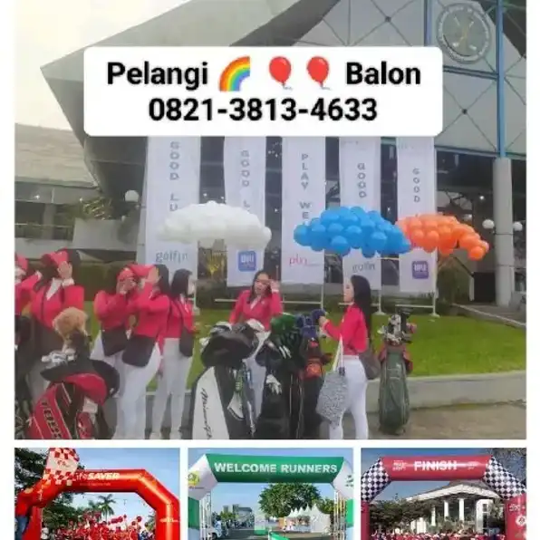 Pelangi Balon Purwokerto 0821-3813-4633 Jual Sewa Balon Gapura Gate Start Finish Purwokerto