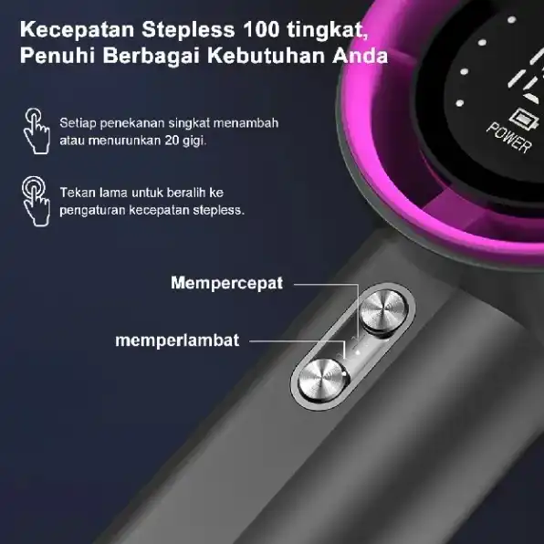 Mini kipas Strong Wind 100 Gear Wind Speed kipas angin Digital Display Adjustable Turbo