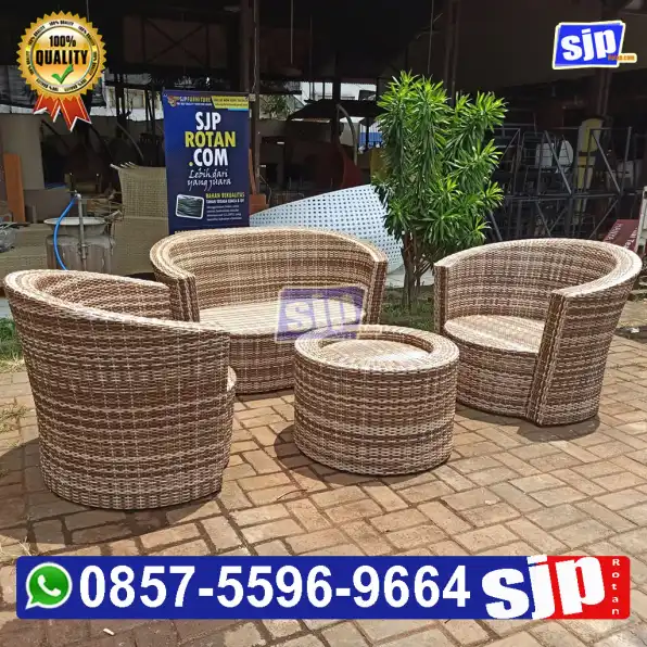 jual sofa rotan sintetis hamispir