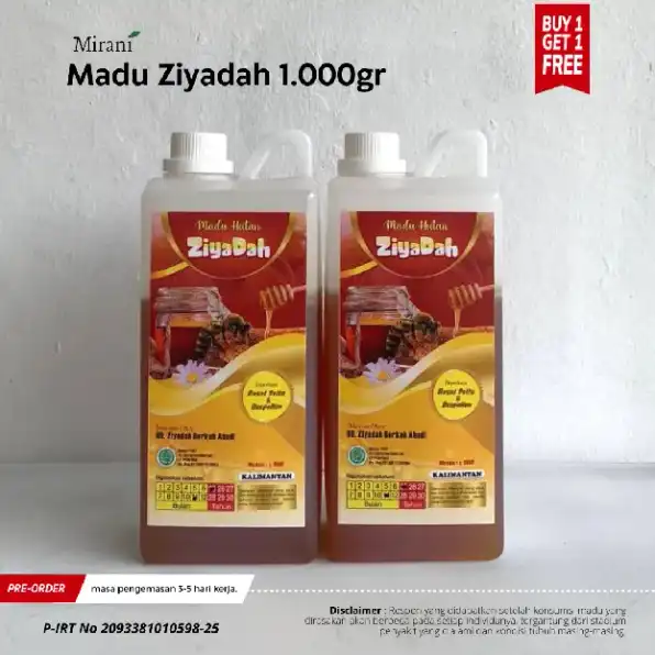 Madu Ziyadah Hutan Kalimantan Murni Isi 1000gr Buy 1 Get 1