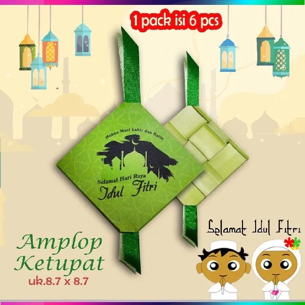 Terlaris Amplop Lebaran Ketupat Angpao Amplop Idul Fitri Unik Bentuk Ketupat 1 Pack isi 10 pcs Angpa