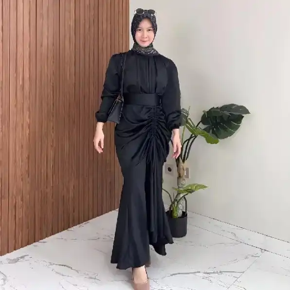 Dress Satin Silk Turkey Malay M,LXL / Baju Gamis Wanita Terbaru 2024 / Dress Kondangan / Dress Bride