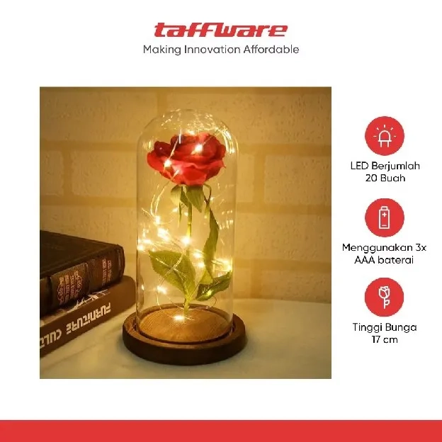 Bunga Mawar Lampu LED Dekorasi Beauty and The Beast Rose