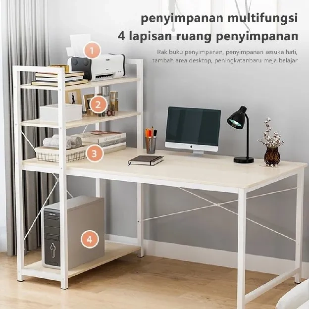 Meja Belajar Kayu Dengan rak buku/Meja komputer/Meja Belajar Minimalis/Meja Kerja/Meja Laptop/Meja b