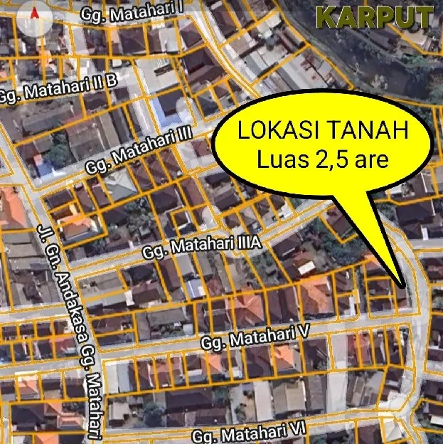 Dijual 2,5 are, Jl. Gn. Andakasa Gg. Matahari Penamparan Denpasar