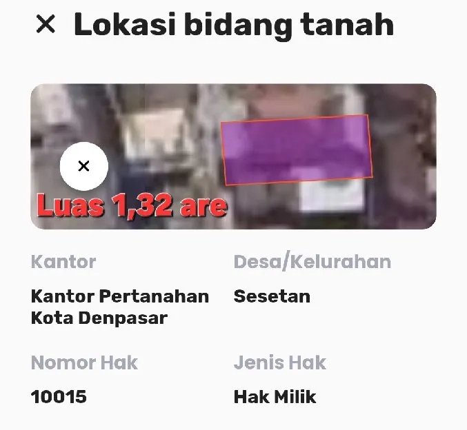 Dijual 1,32 are, Jl. Setra Dalem Gg. Mekar Sari Sesetan Denpasar