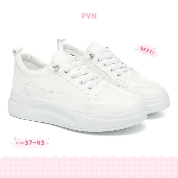 PVN Soodam Sepatu Sneakers Sport Kets Putih Hitam Wanita Kasual White